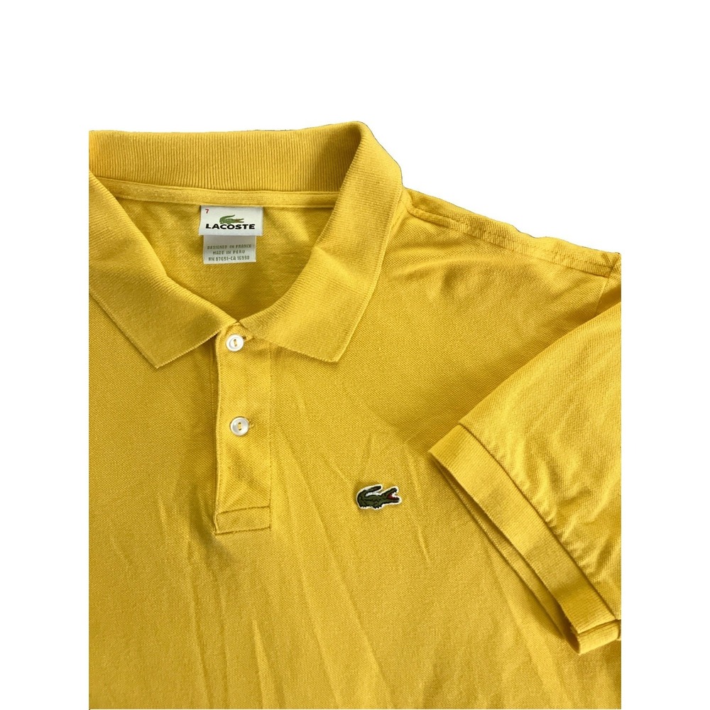 Lacoste Mens Yellow Short Sleeve Cotton Polo Shirt Size 7 XL